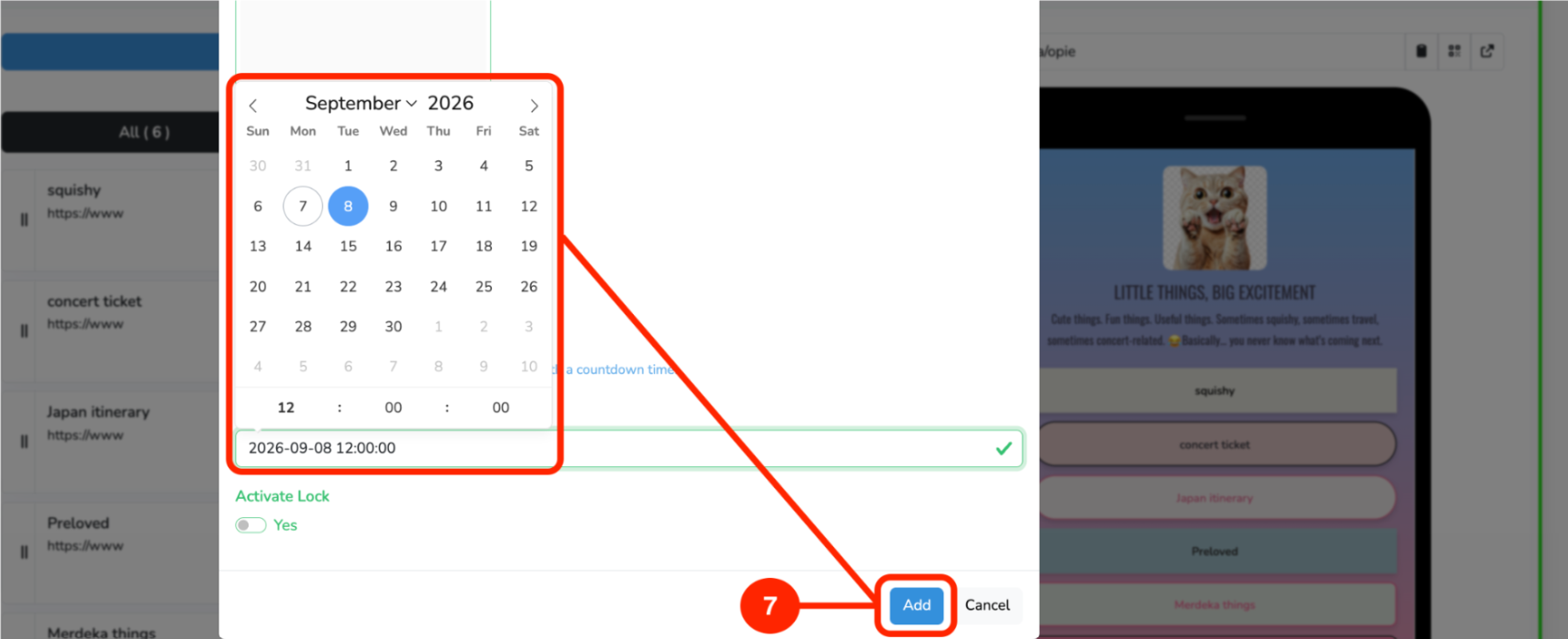 Activate Countdown with date picker