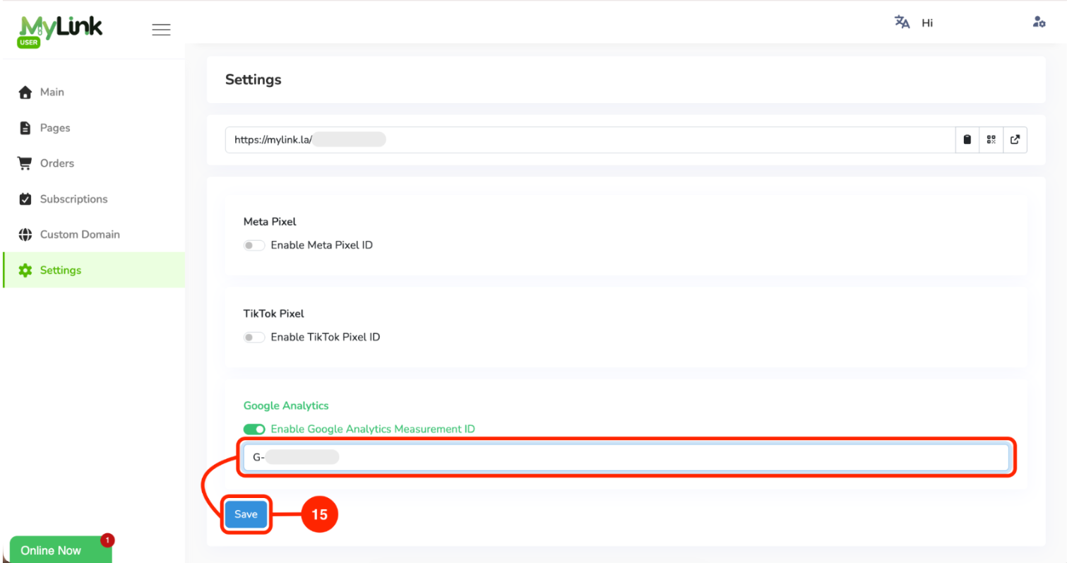 Paste Measurement ID and Save