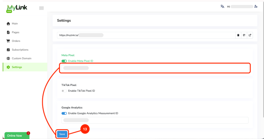 Paste Dataset ID and Save