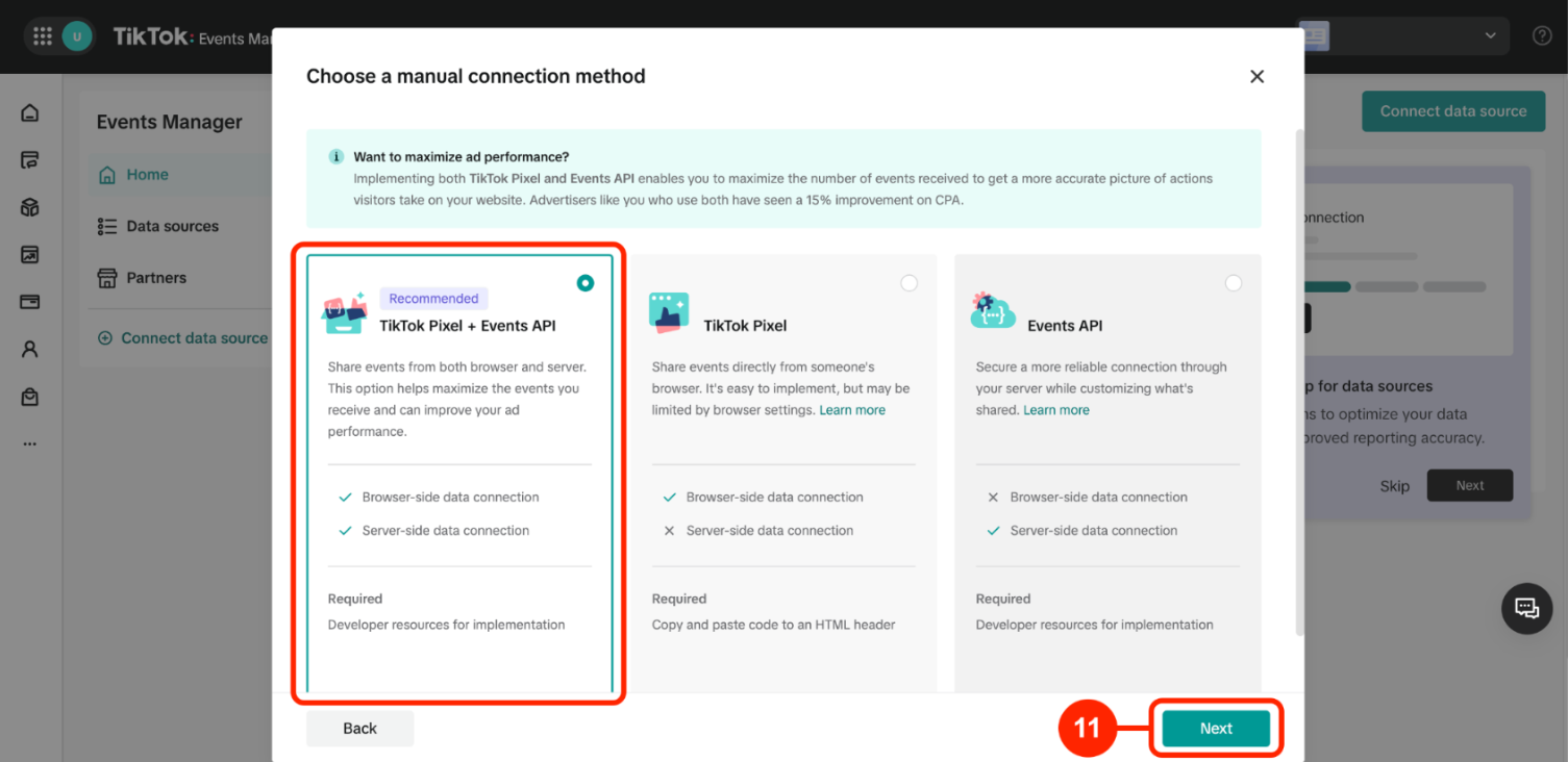 Choose connection method